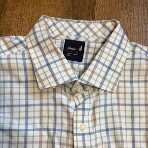 johnnie-O Men's Blue, Green, and Gray Checkered Shirt